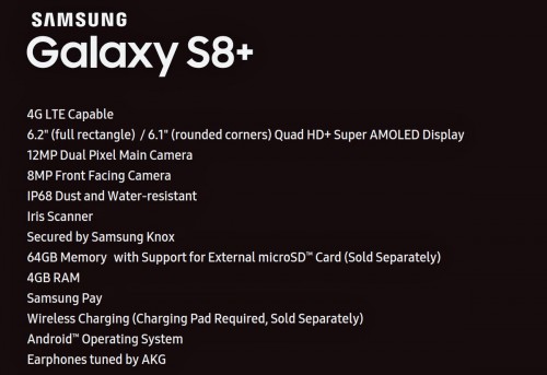Evleaks раскрыл ключевые характеристиками Samsung Galaxy S8 Plus
