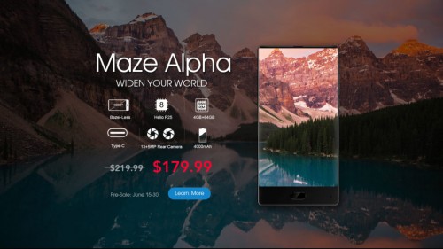 Maze Alpha: безрамочный смартфон всего за 179.99 долларов