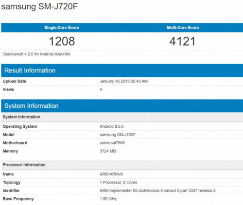 Samsung Galaxy J8 (2018) засветился в базах данных GFXBench и Geekbench