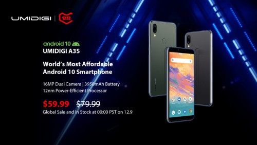 UMIDIGI A3S: самый дешевый смартфон на Android 10 выйдет 9 декабря