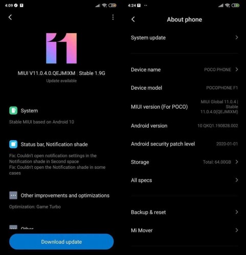 Pocophone F1 начинает получать MIUI 11 на основе Android 10