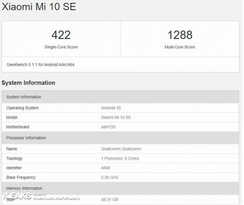 Xiaomi Mi 10 SE все-таки быть? Листинг GeekBench раскрывает спецификации новинки